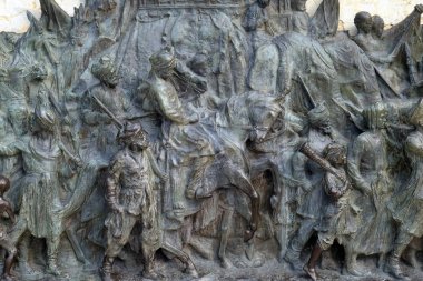 Kalküta, Batı Bengal, Hindistan bina Victoria Memorial bronz anıt paneli.