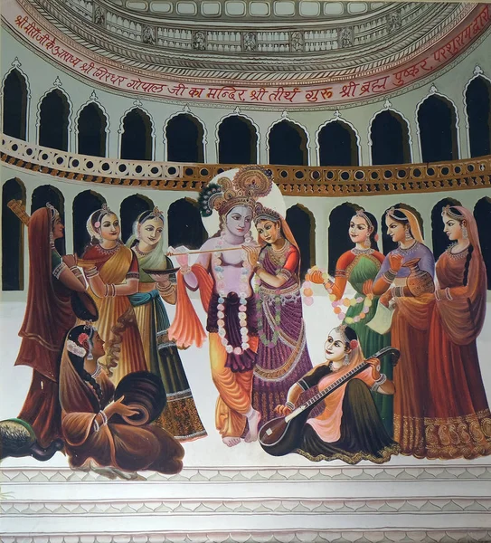 Tradycyjnych Indian Malarstwo Religijne Puszkar Rajasthan Indie — Zdjęcie stockowe