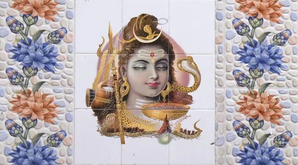 Colorful Illustration Hindu Goddess Wall Pushkar India — Stock Photo, Image