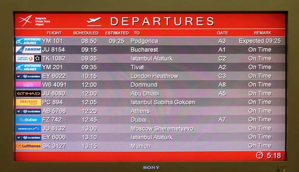 Bestuur Van Vlucht Luchthaven Luchthaven Van Belgrado Maart 2016 Belgrado — Stockfoto