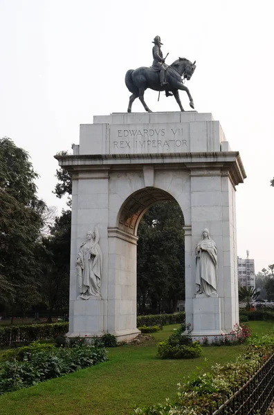 Estatua Edwards Vii Rex Imperator Entrada Sur Del Victoria Memorial —  Fotos de Stock