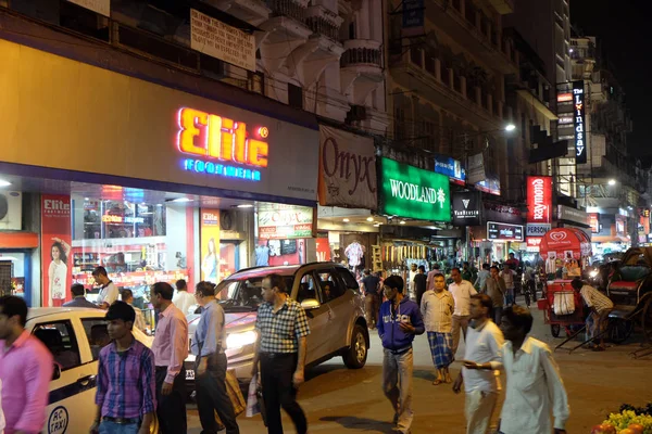 Compras Noturnas Perto Novo Mercado Kolkata Índia Fevereiro 2016 — Fotografia de Stock