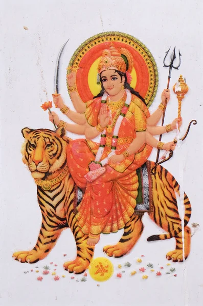 Colorful Illustration Hindu Goddess Durga Wall Pushkar India — Stock Photo, Image