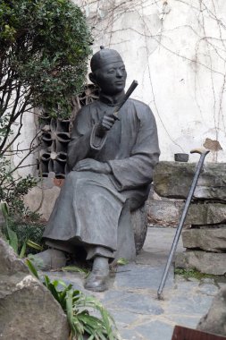 Heykel Xitang Ming ve Qing Hanedanı Residence Ahşap oyma Sergi Salonu, Xitang kasaba Zhejiang Eyaleti, Çin.