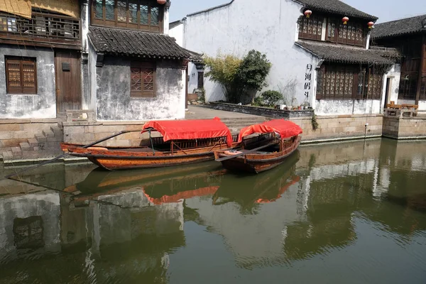 Casas Tradicionais Longo Grande Canal Antiga Cidade Yuehe Jiaxing Província — Fotografia de Stock