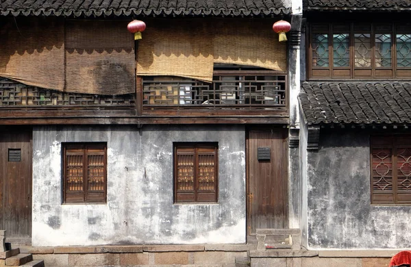 Traditionelle Häuser Entlang Des Großen Kanals Alte Stadt Yuehe Jiaxing — Stockfoto