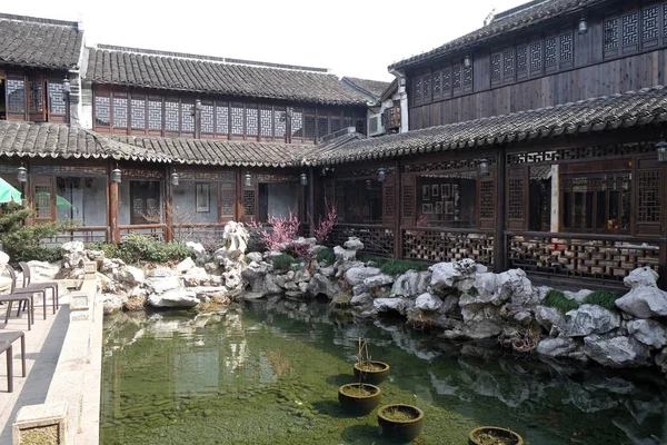 Case Tradizionali Lungo Canal Grande Antica Città Yuehe Jiaxing Provincia — Foto Stock