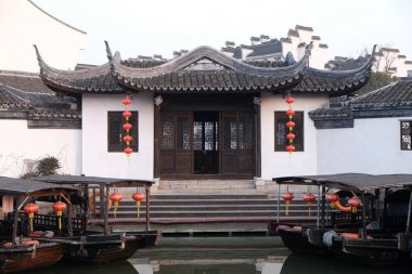 Çin mimarisi ve Zhejiang Eyaleti, Çin'Xitang şehre su kanallarının astar binalar.