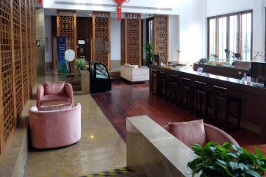 Lounge bar iç, Jieyang Hotel, Nanhu Qu, Jiaxing Shi, Zhejiang Sheng, üzerinde 21 Şubat 2016 Jiaxing, Çin.