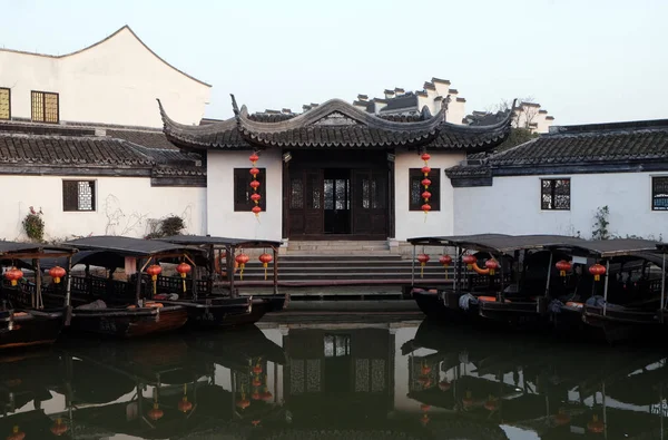 Chinese Architecture Buildings Lining Water Canals Xitang Town Zhejiang Province — Stock Photo, Image