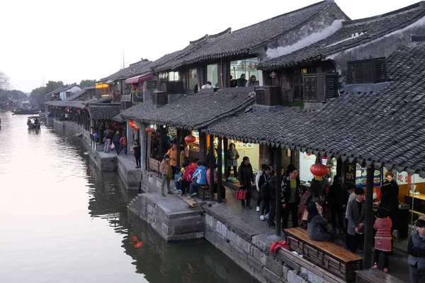 Chinesische Architektur Und Gebäude Entlang Der Wasserkanäle Zur Stadt Xitang — Stockfoto