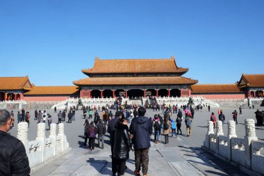 Yasak Şehir, Pekin, Çin, 23 Şubat 2016 yılında Yüce armoniye kapısı.