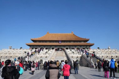 Yasak Şehir, Pekin, Çin, 23 Şubat 2016 yılında Yüce armoniye kapısı.