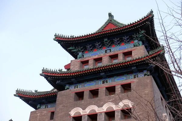 Der Bogenschießturm Von Zhengyangmen Ist Ein Tor Pekings Historischer Stadtmauer — Stockfoto