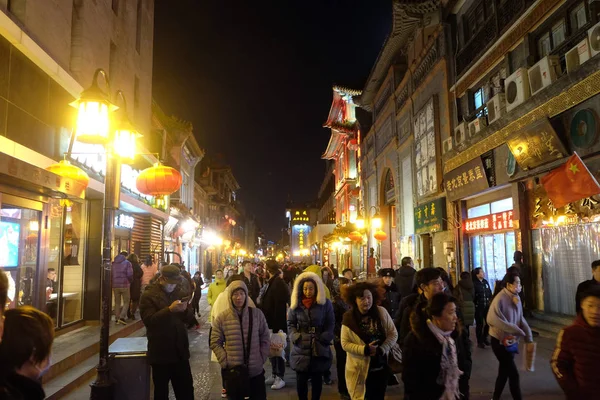 Qianmen Street Una Famosa Calle Comercial Antigua Durante Cientos Años — Foto de Stock