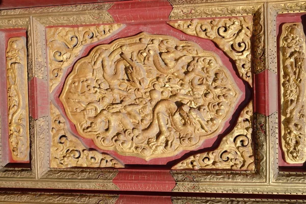 Keramiska Detalj Från Kungliga Slottet Vägg Förbjudna Staden Peking Kina — Stockfoto