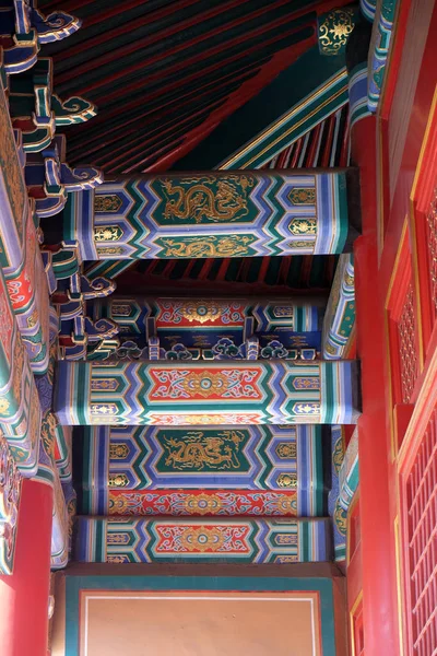 Ornate Painted Ceiling Building Forbidden City Beijing China — Stock Photo, Image