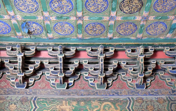 Teto Pintado Ornamentado Edifício Cidade Proibida Pequim China — Fotografia de Stock