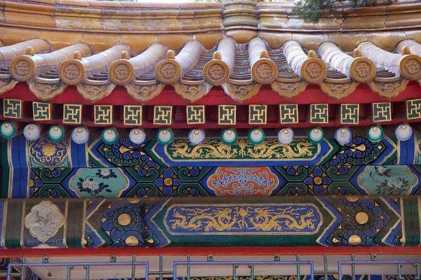 Teto Pintado Ornamentado Edifício Cidade Proibida Pequim China — Fotografia de Stock