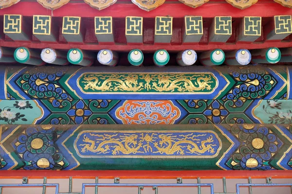 Ornate Painted Ceiling Building Forbidden City Beijing China — Stock Photo, Image
