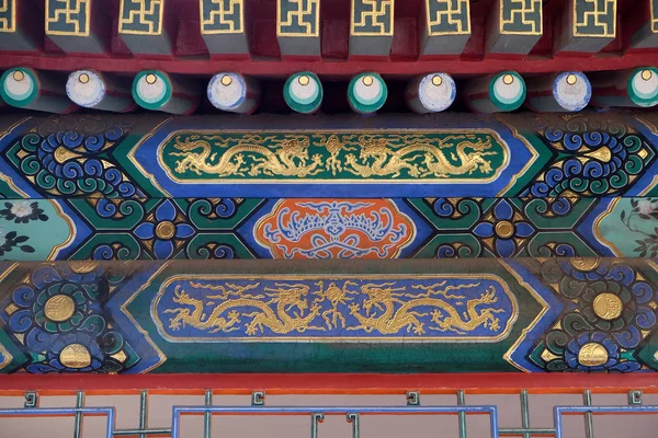 Ornate Painted Ceiling Building Forbidden City Beijing China — Stock Photo, Image