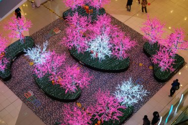 Maymun Çin yeni yılı Pekin şehir merkezinde, alışveriş merkezi kurmak. Sadece bahar Festivali ve Çin yeni yıl önce 23 Şubat 2016.