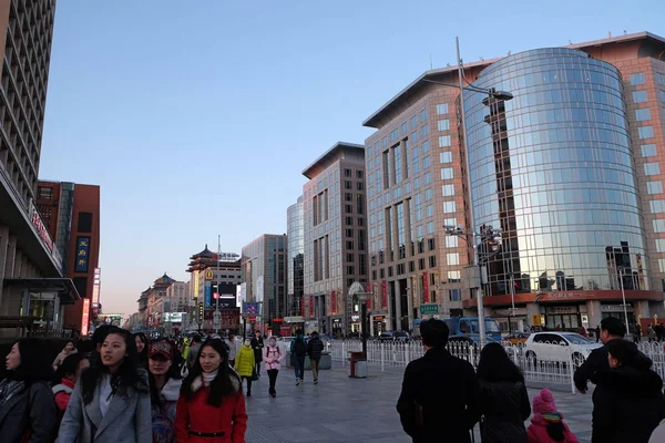 Wangfujing Shopping Street Center Beijing China Febrero 2016 —  Fotos de Stock