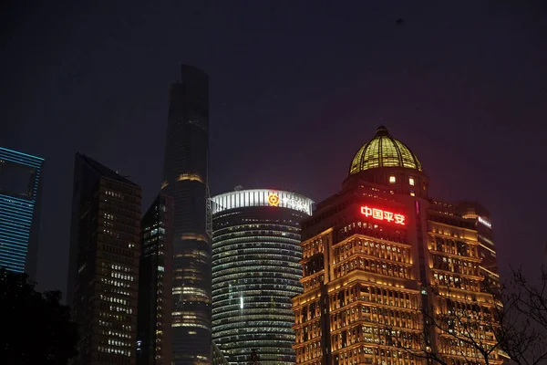 Night View Business Center Shanghai China — Stock Photo, Image