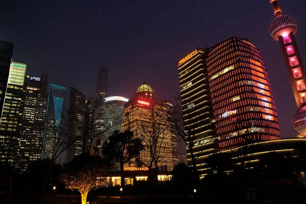 Shanghai Çin Merkezi Gece Görünümü — Stok fotoğraf