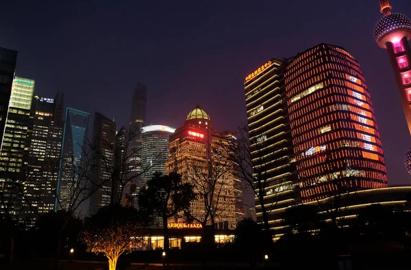 Vista Nocturna Centro Negocios Shanghai China —  Fotos de Stock