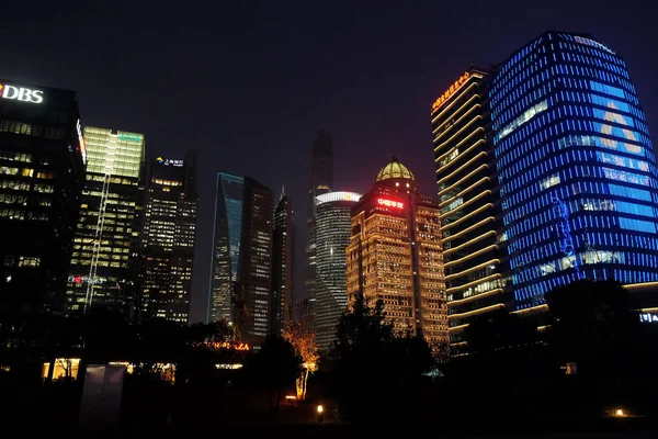 Vista Noturna Para Centro Negócios Xangai China — Fotografia de Stock
