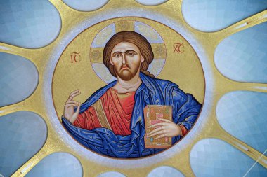 İsa Pantokrator İsa'nın diriliş Tiran, Arnavutluk Ortodoks katedrali kubbe içinde.