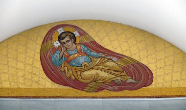 Çocuk Mesih İsa'nın diriliş Tiran, Arnavutluk Ortodoks katedrali tavanda.