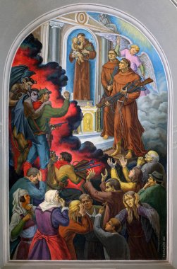 Sosyalist Arnavutluk, St Stephen Katedrali Shkoder, Arnavutluk'ta din zulüm tasvir freskleri.