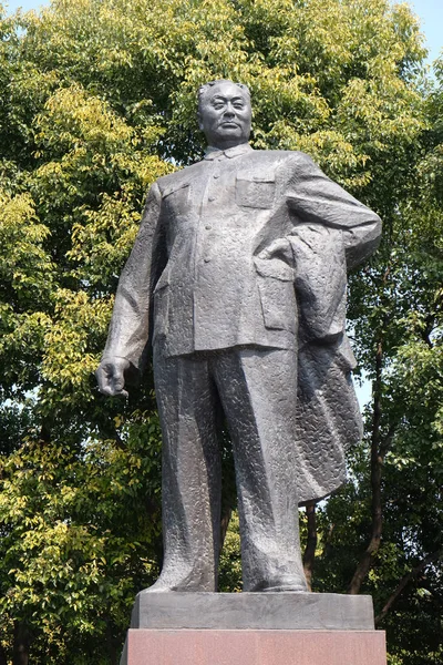 Estatua Chen Primer Alcalde Shanghai Bund Shanghai Esta Escultura Bronce — Foto de Stock