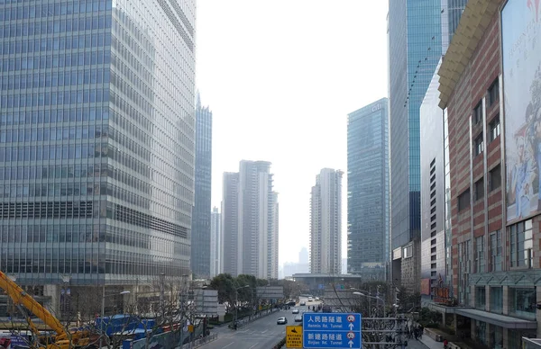 Lujiazui Financial District Skyscrapers Buildings Landscape Shanghai Shanghai Lujiazui One — Stock Photo, Image