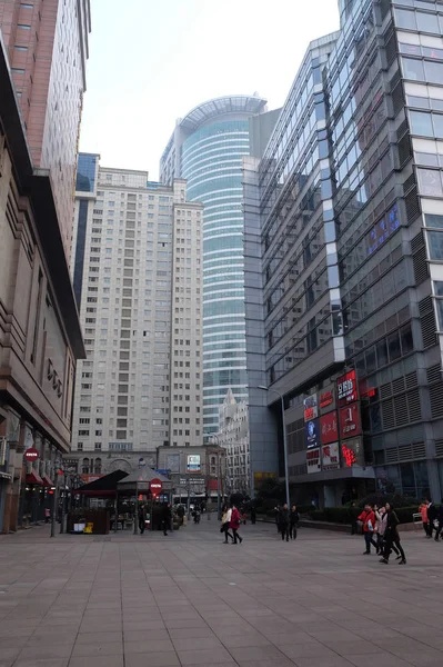 Nanjing Road Shanghaissa Alue Shanghain Kaupungin Tärkein Ostosalue Yksi Maailman — kuvapankkivalokuva