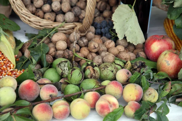 Récolte Produits Cultivés Sur Place Exposée Lors Cérémonie Dionysius Scitarjevo — Photo