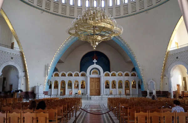 Interior Nueva Catedral Ortodoxa Resurrección Cristo Tirana Albania — Foto de Stock