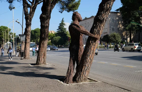 Estatua Bulevar Bulevardi Deshmoret Kombit Tirana Albania — Foto de Stock