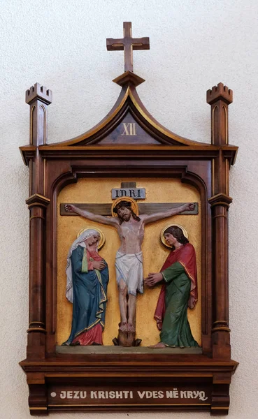 12Th Stations Cross Jesus Dies Cross Mother Teresa Cathedral Vau — Stock Photo, Image