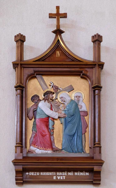 Stationer Korset Jesus Möter Sin Moder Moder Teresa Katedralen Vau — Stockfoto
