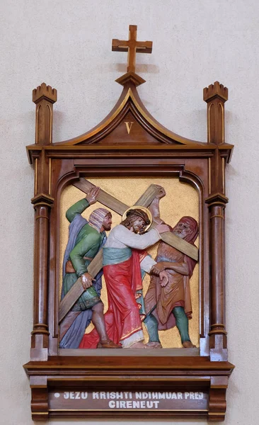 Crucis Simone Cirene Porta Croce Cattedrale Madre Teresa Vau Dejes — Foto Stock