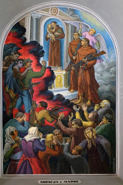 Fresken Die Die Verfolgung Der Religion Sozialistischen Albanien Zeigen Die — Stockfoto