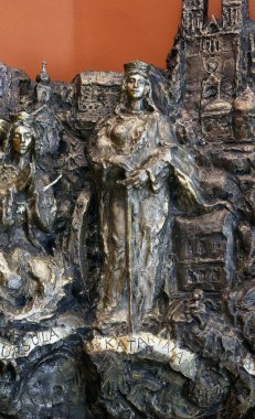 Saint Catherine of Alexandria, relief in Chapel of Saint Dismas in Zagreb, Croatia. clipart