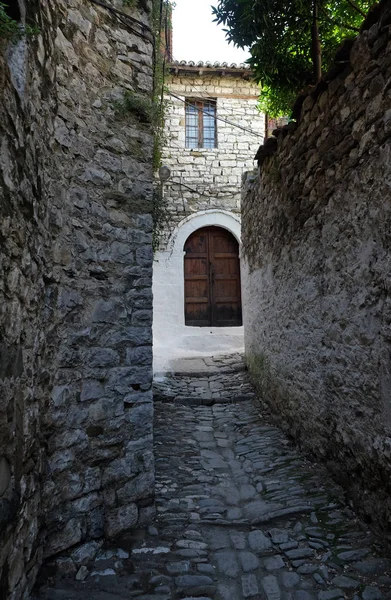 Tradiční Domy Starém Městě Berat Známý Jako Bílé Město Albánie — Stock fotografie