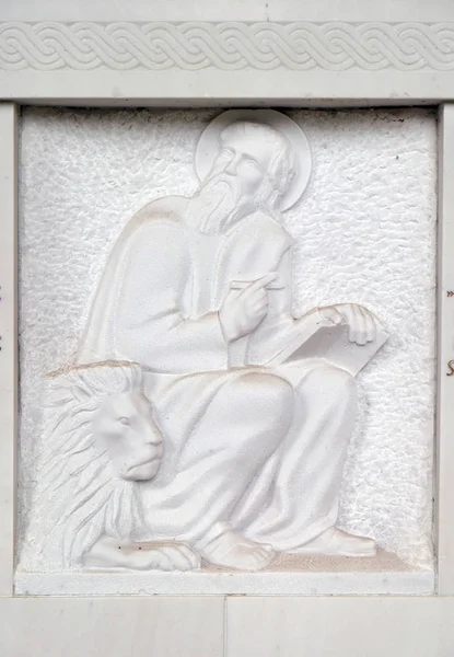 Saint Mark Evangelist Detail Tomb Reliefs Mirogoj Cemetery Zagreb Croatia — Stock Photo, Image