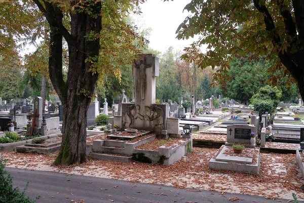 Кладбище Мирогой Является Кладбищенским Парком Одним Самых Известных Мест Загреба — стоковое фото
