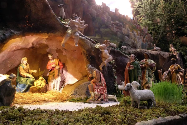 Nativity Scene Christmas Creche Zagreb Cathedral — Stock Photo, Image
