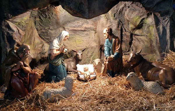 Nativity Scene Christmas Creches Basilica Sacred Heart Zagreb — Stock Photo, Image